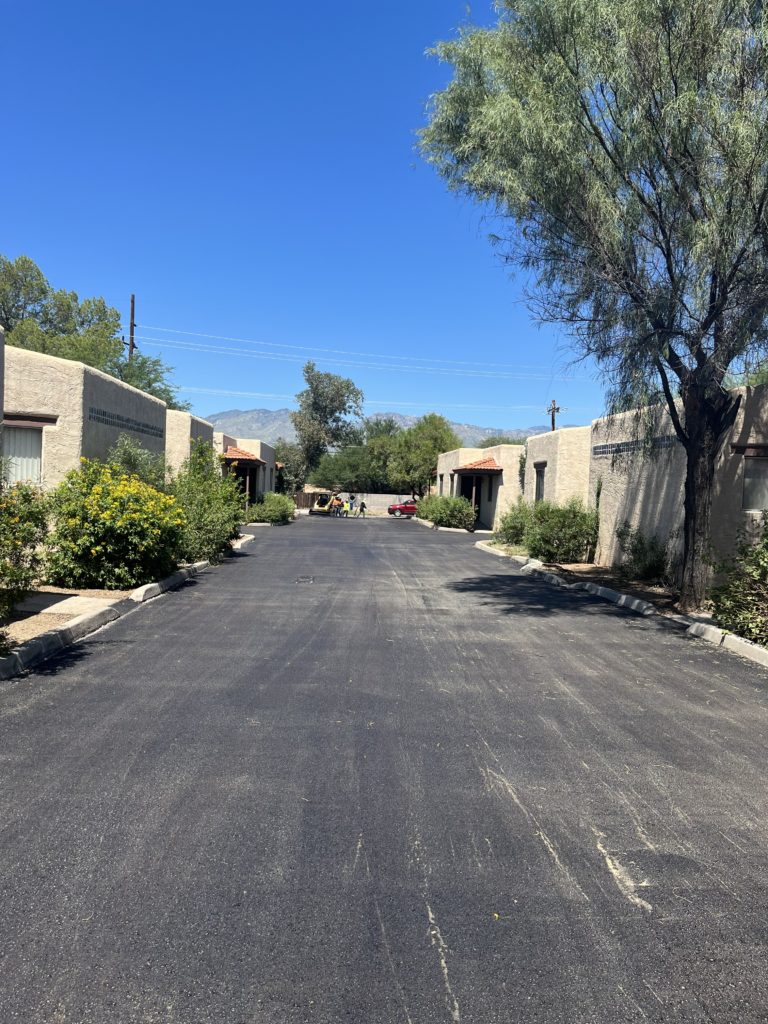 new pavement at the san xavier casitas